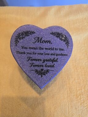 Heart-Shaped Keepsake Box - Purple "Mom" 3x2, Engraved And hand Painted